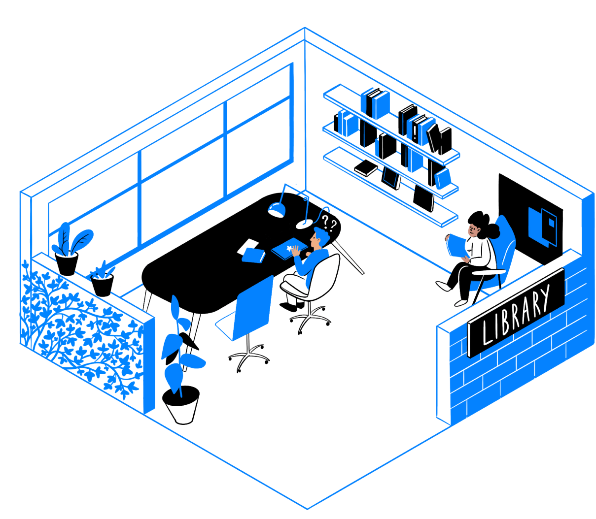 Ilustración 'Dentro de la biblioteca'