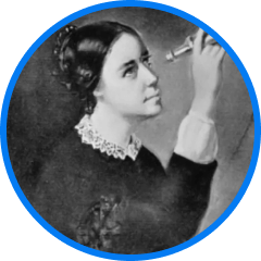 Maria Mitchell mirando a travez de un telescopio